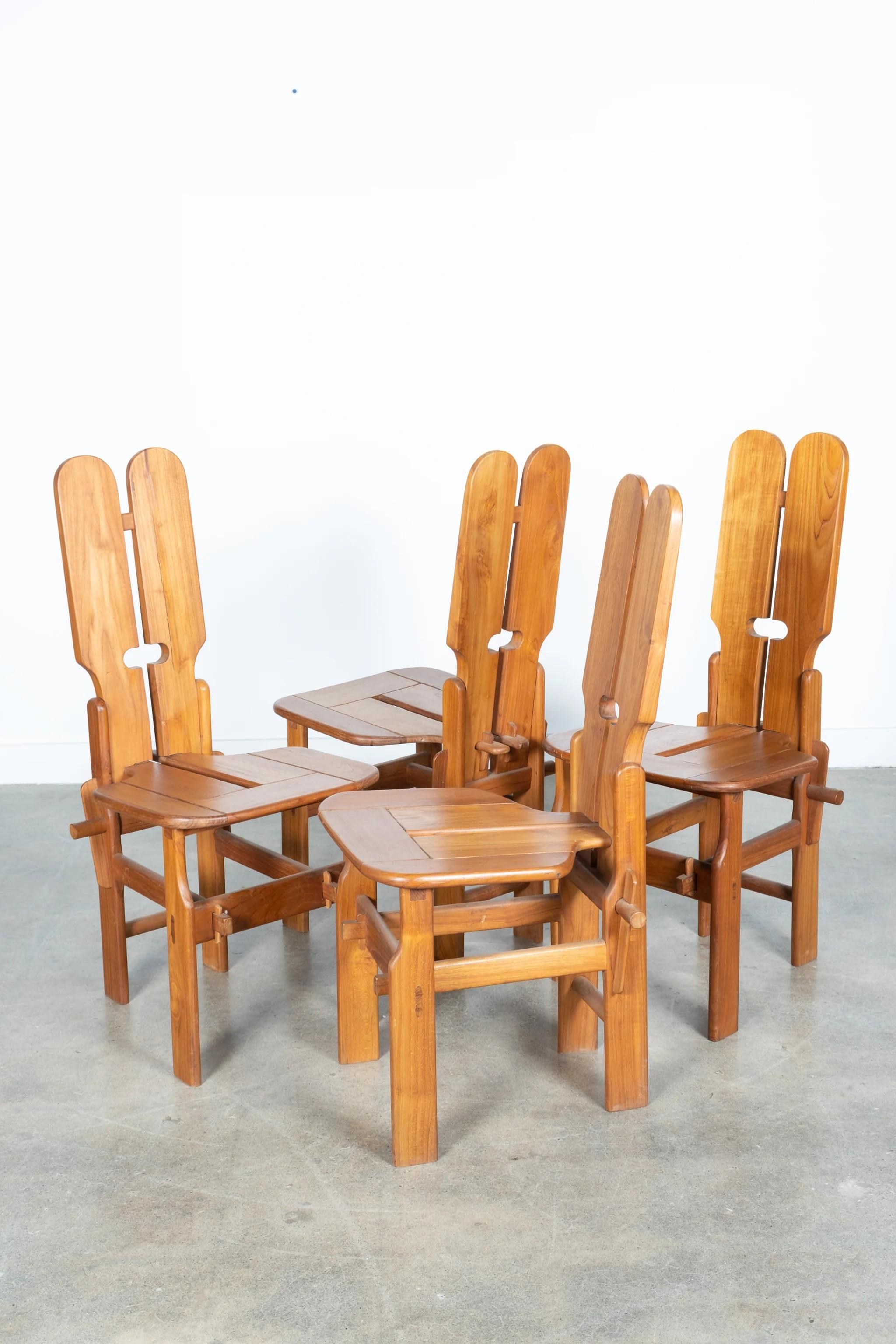 Italian Midcentury Architectural Chairs - Set of 4 For Sale 5