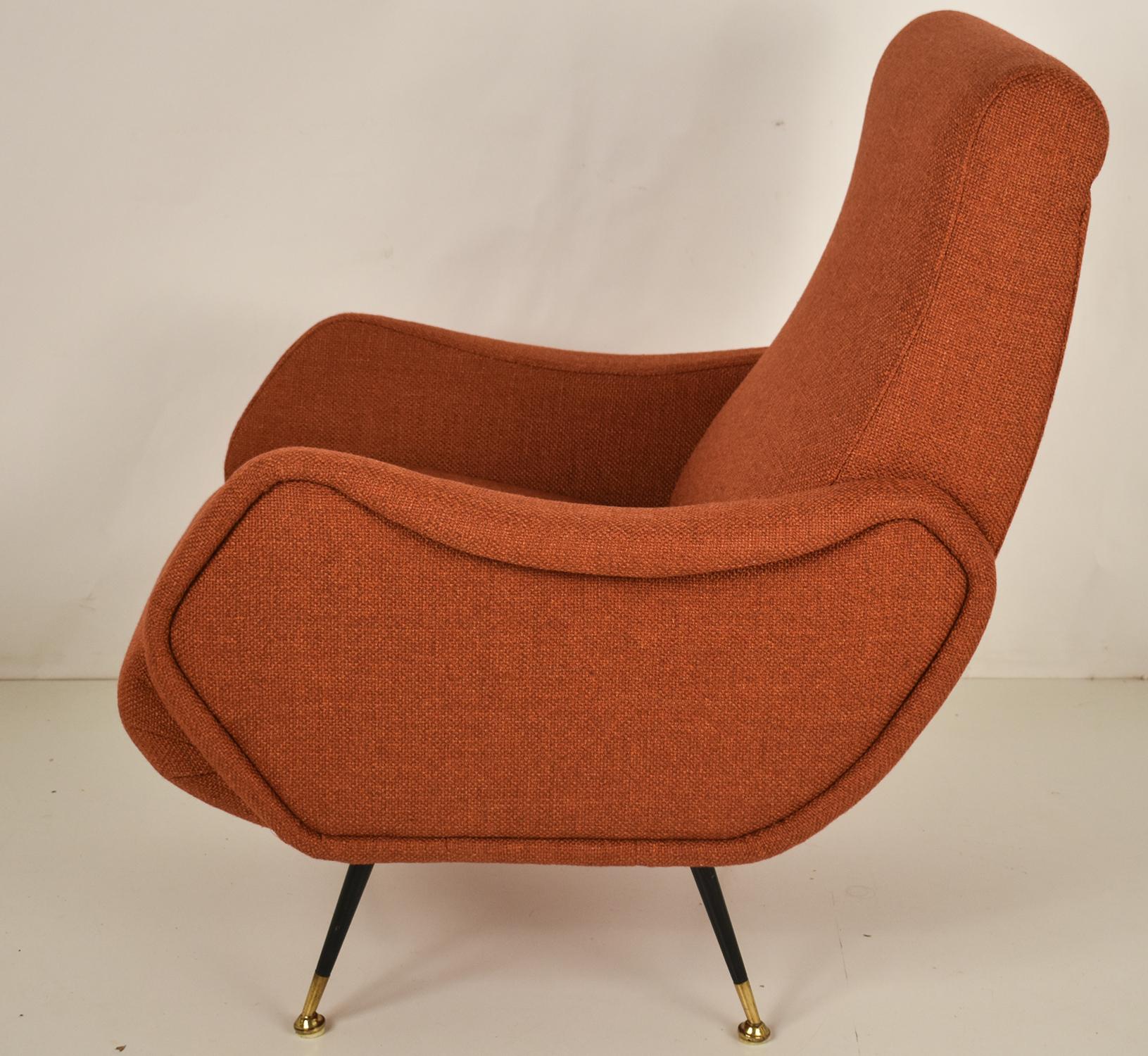 Italian Midcentury Armchair in the Style of Marco Zanuso  , reupholstered 1950's 1