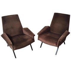 Italian Midcentury Armchair like "Lady Armchair" by Marco Zanuso in Brown, 1950s