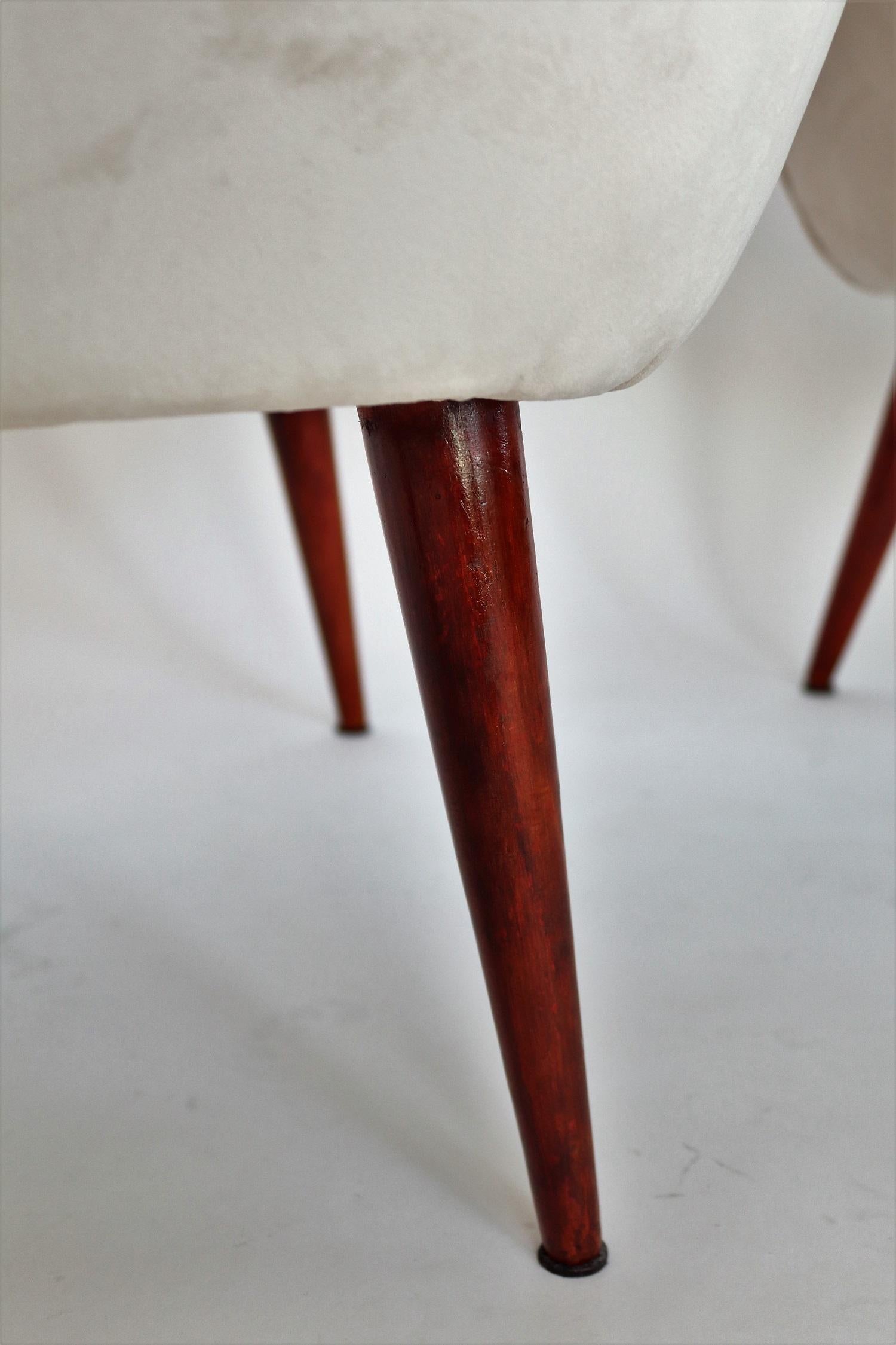 Italian Midcentury Armchairs in Mahogany and Velvet, 1950s 7