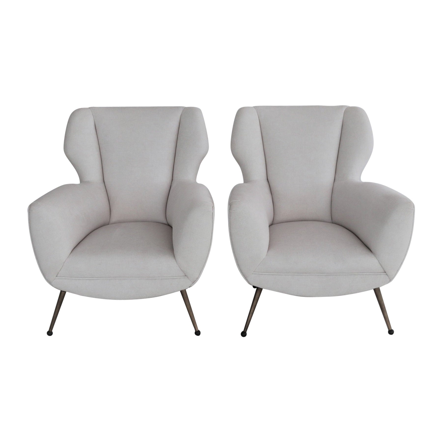 Italienische Midcentury-Sessel aus Off-White-Samt im Gigi Radice-Stil, 1950er Jahre