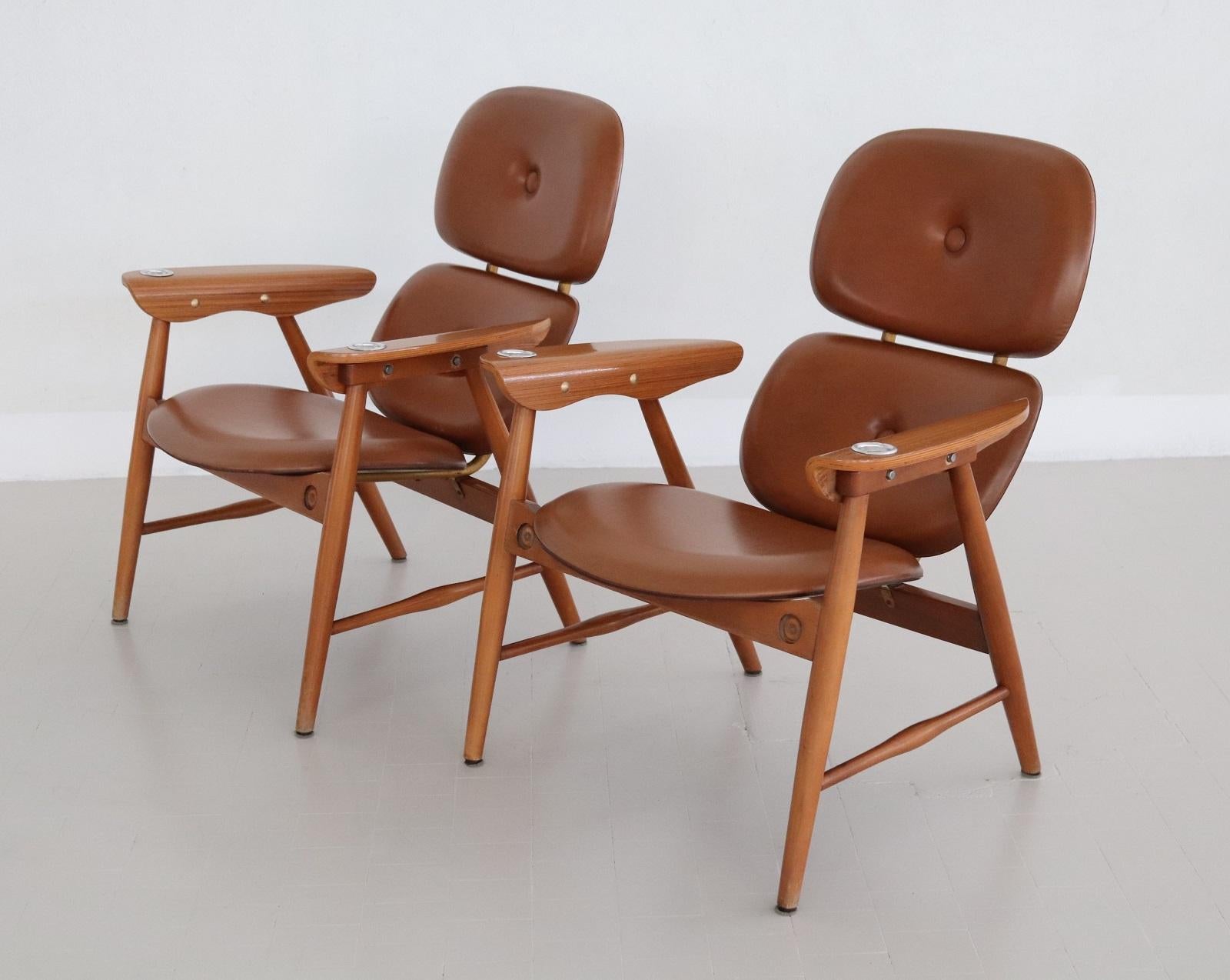 Italian Midcentury Armchairs with Ashtrays by Poltronova, 1960s 14
