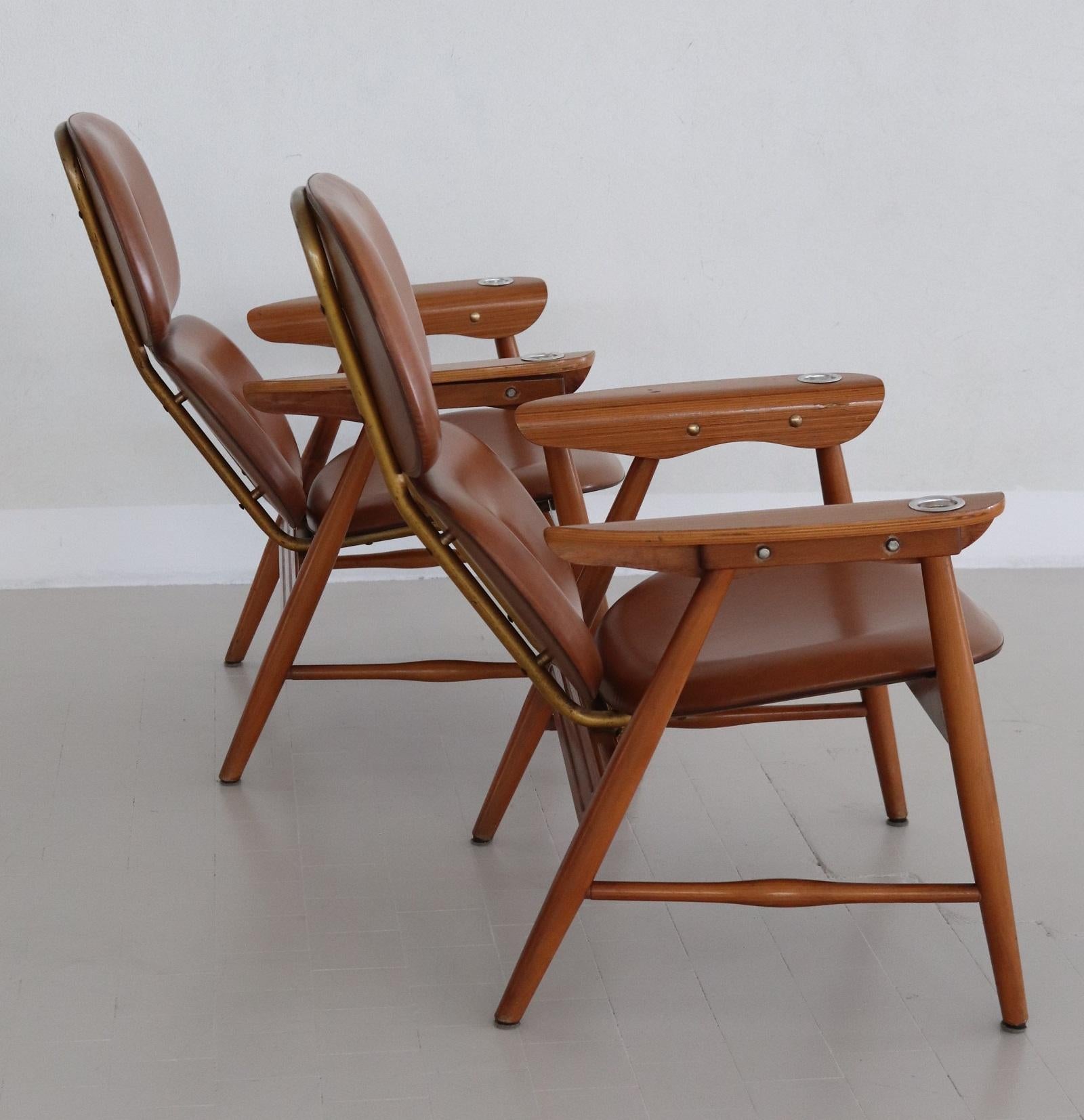 Mid-20th Century Italian Midcentury Armchairs with Ashtrays by Poltronova, 1960s