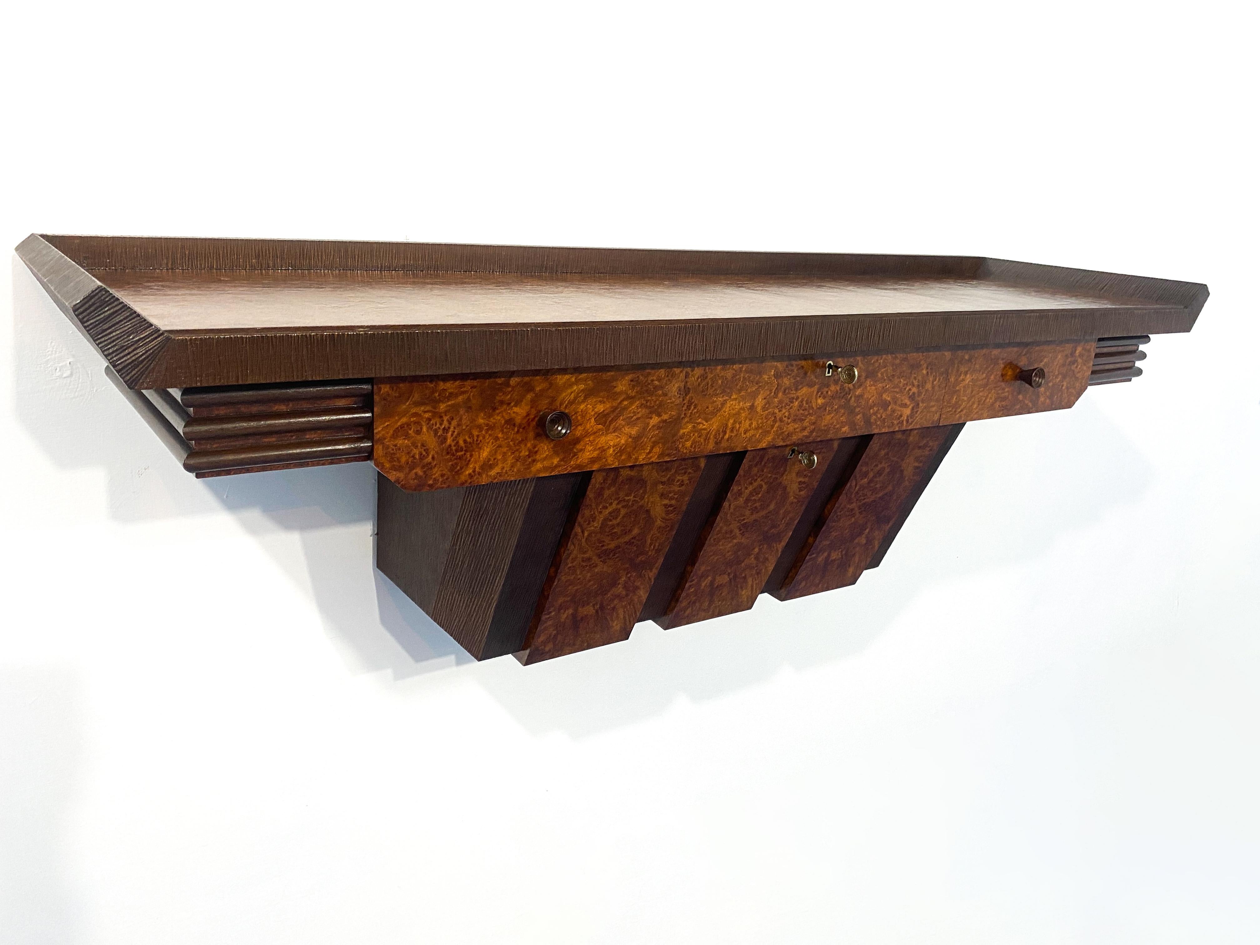 Consola Art Decó italiana de mediados de siglo diseñada por Pierluigi Colli, años 40 Chapado en venta