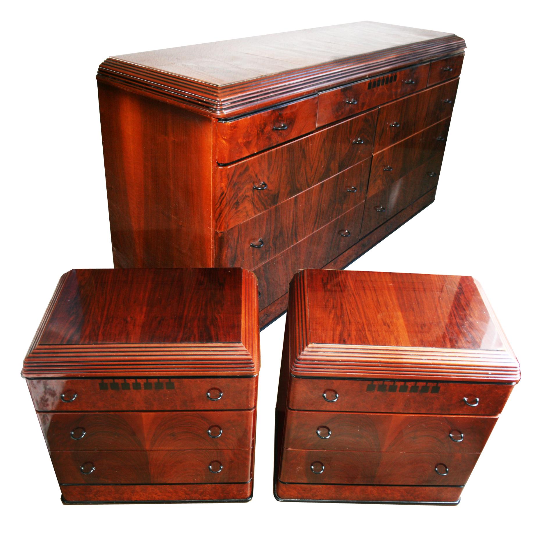 Art Deco Pair of Nightstands or Bedside Tables.Italy 10