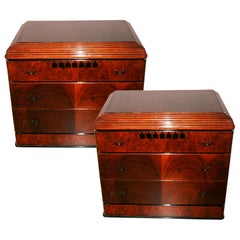  Art Deco Pair of Nightstands or Bedside Tables.Italy