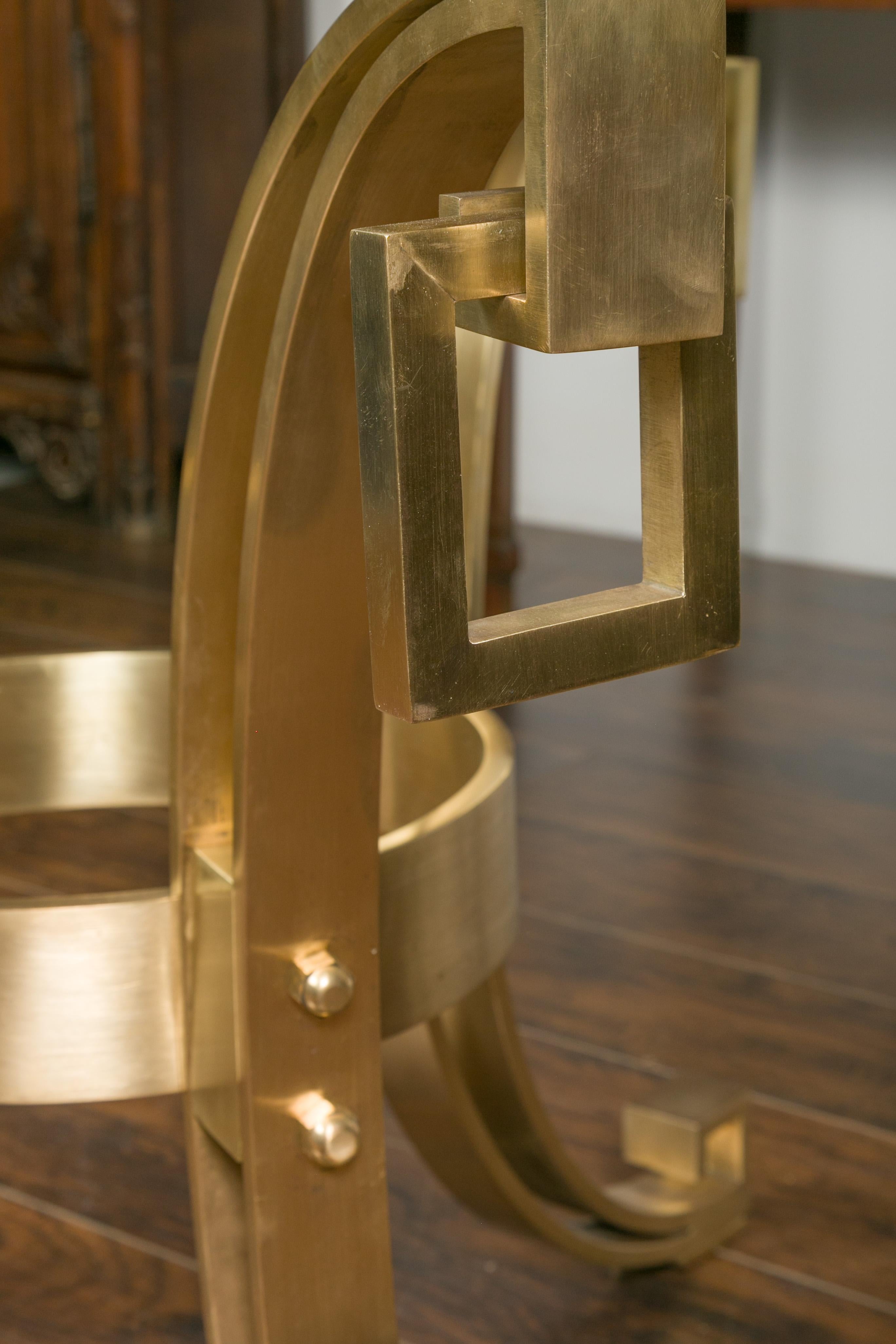 Tavolo da centro in bronzo in stile Art Deco del Medioevo italiano con piano in vetro in vendita 7