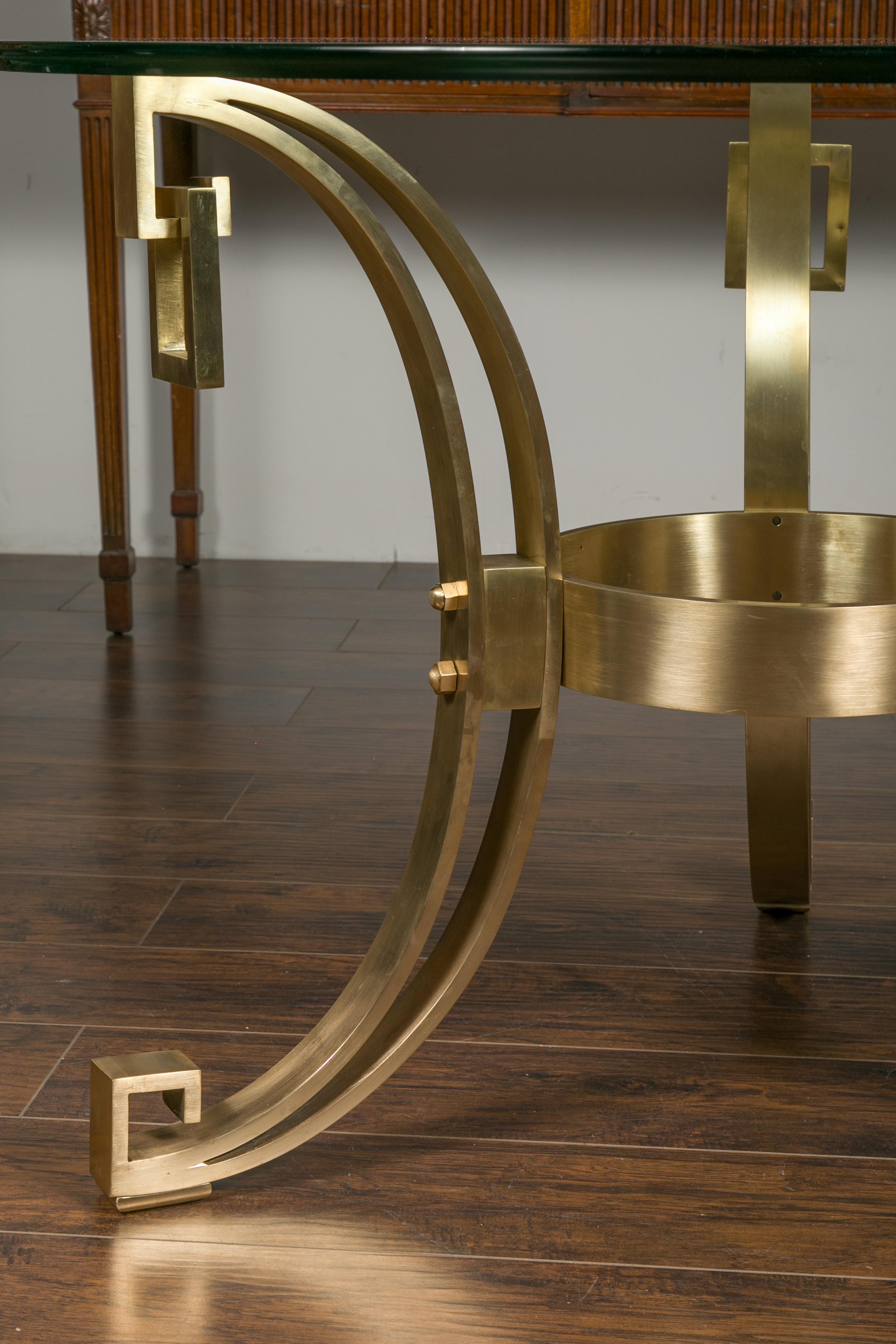 Tavolo da centro in bronzo in stile Art Deco del Medioevo italiano con piano in vetro In condizioni buone in vendita a Atlanta, GA