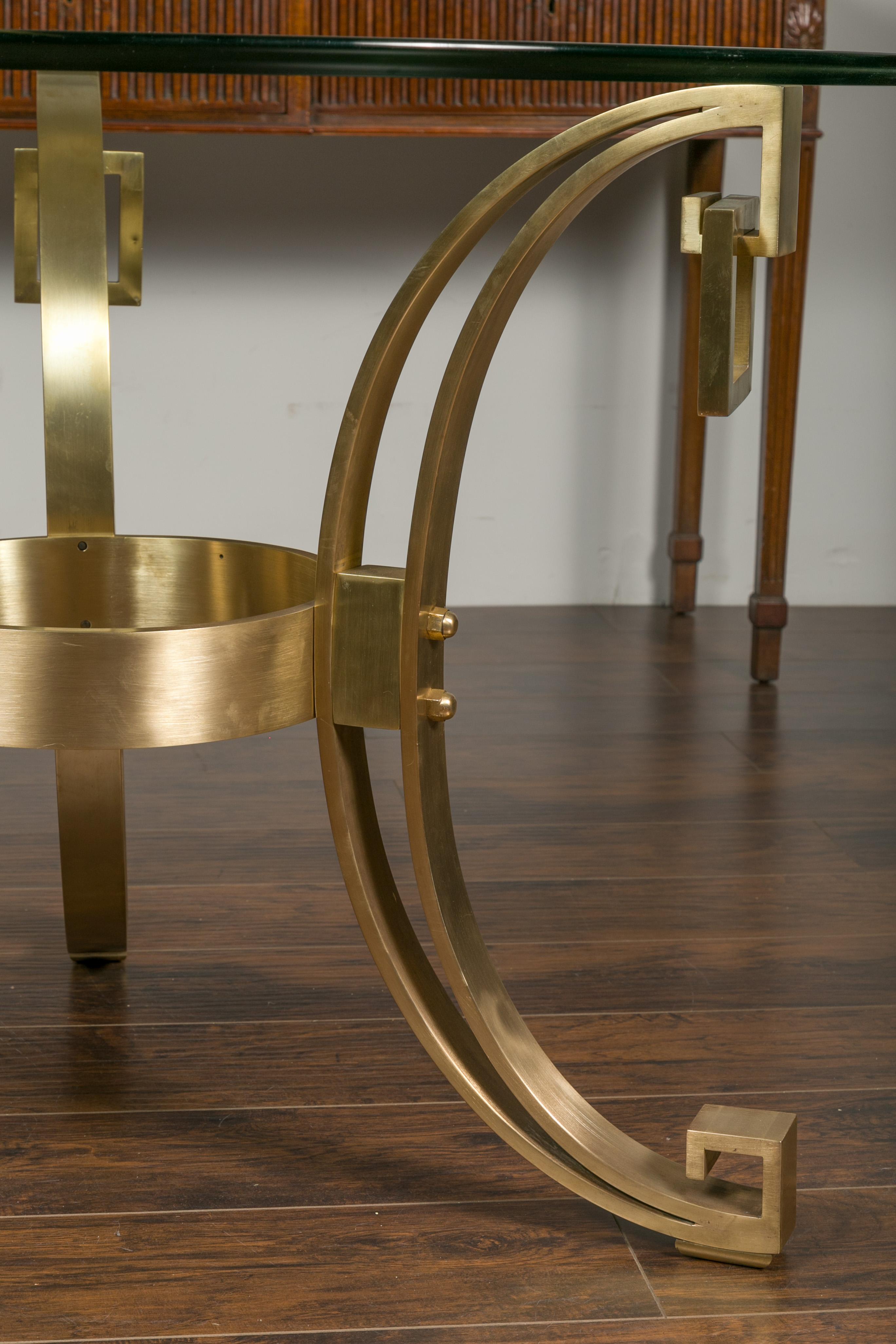 Italienischer Art-Déco-Mitteltisch aus Bronze mit Glasplatte im Angebot 1