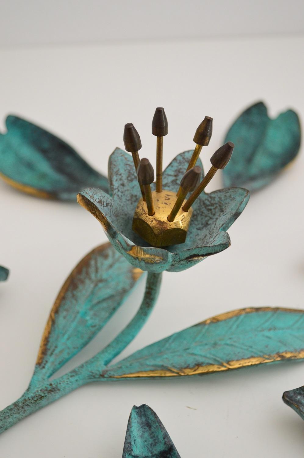 Italian Midcentury Ashtray in Flower Shape in Brass with Petal Ashtrays , 1950s 4