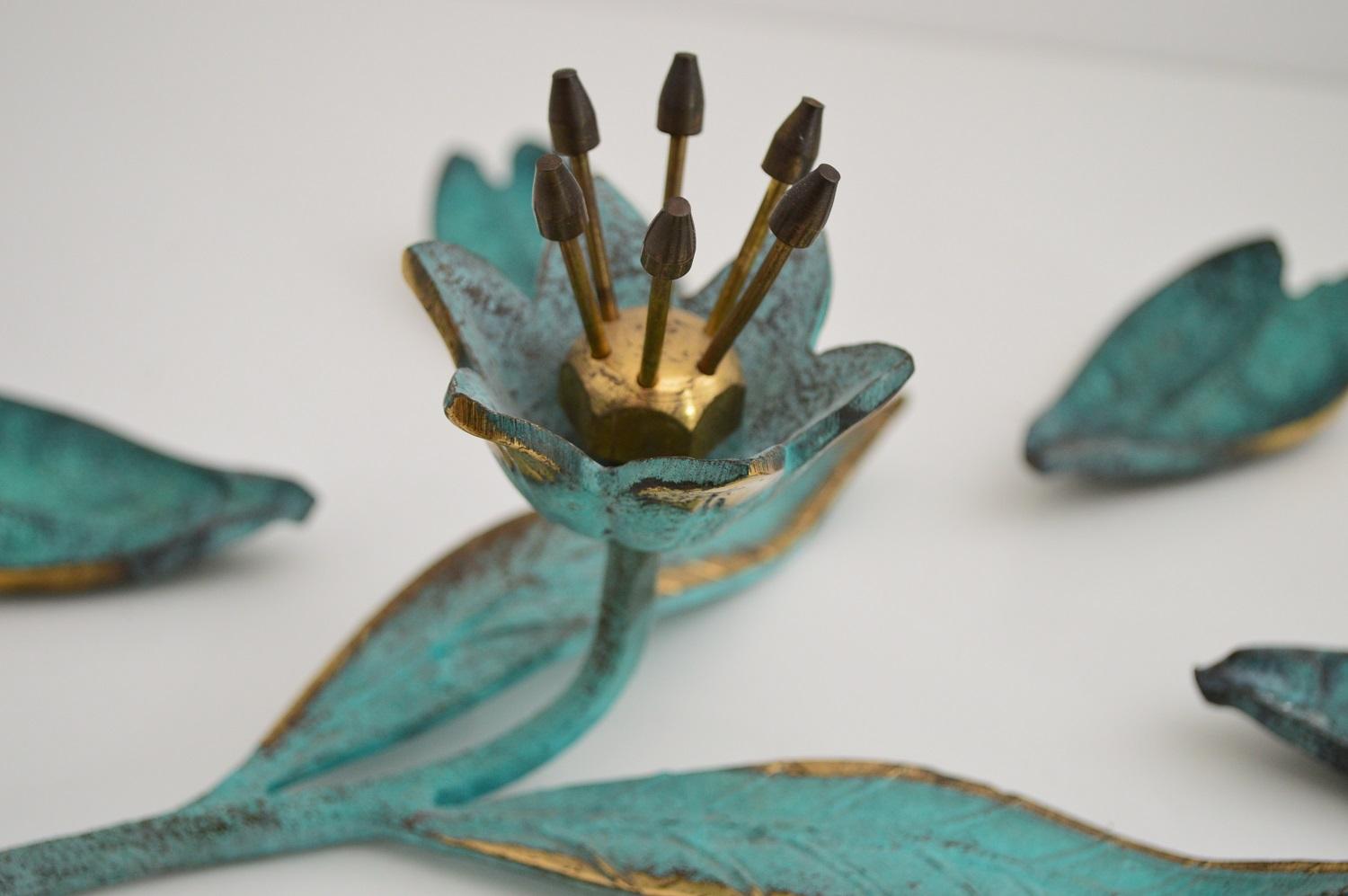 Italian Midcentury Ashtray in Flower Shape in Brass with Petal Ashtrays , 1950s 5