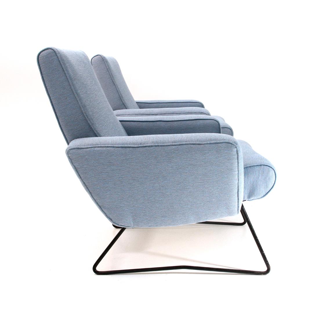 Italian Midcentury Azure Fabric Armchair, 1960s, Set of 2 In Good Condition In Savona, IT