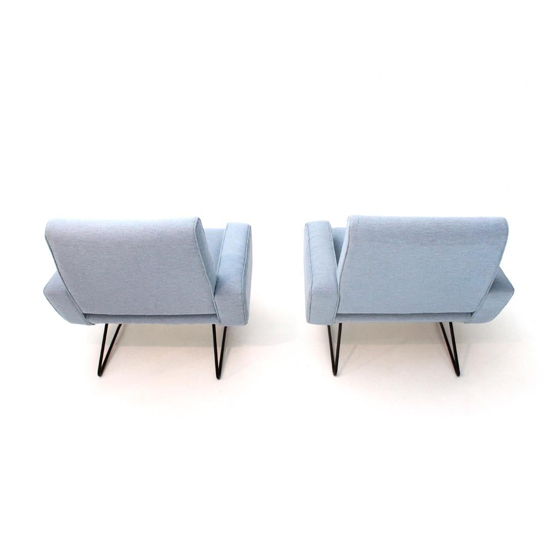 Mid-20th Century Italian Midcentury Azure Fabric Armchair, 1960s, Set of 2