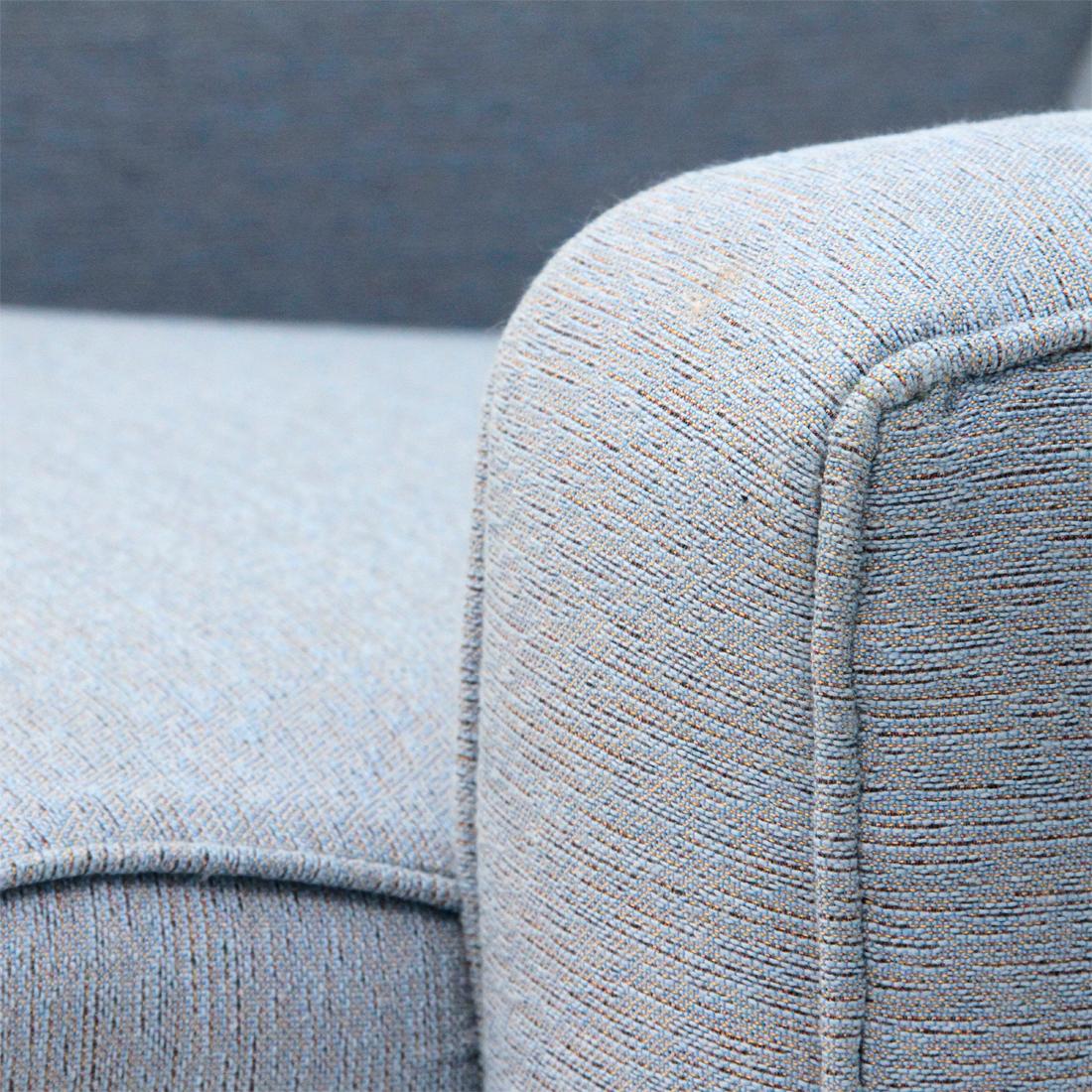 Italian Midcentury Azure Fabric Armchair, 1960s, Set of 2 3
