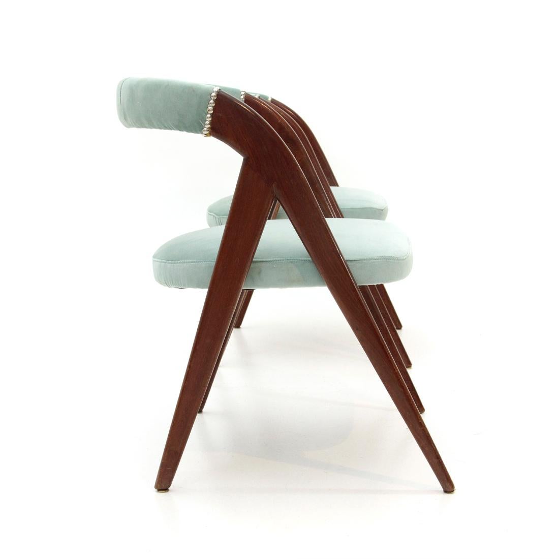 Mid-Century Modern Italian Midcentury Azure Velvet Chair, 1950s, Set of 2