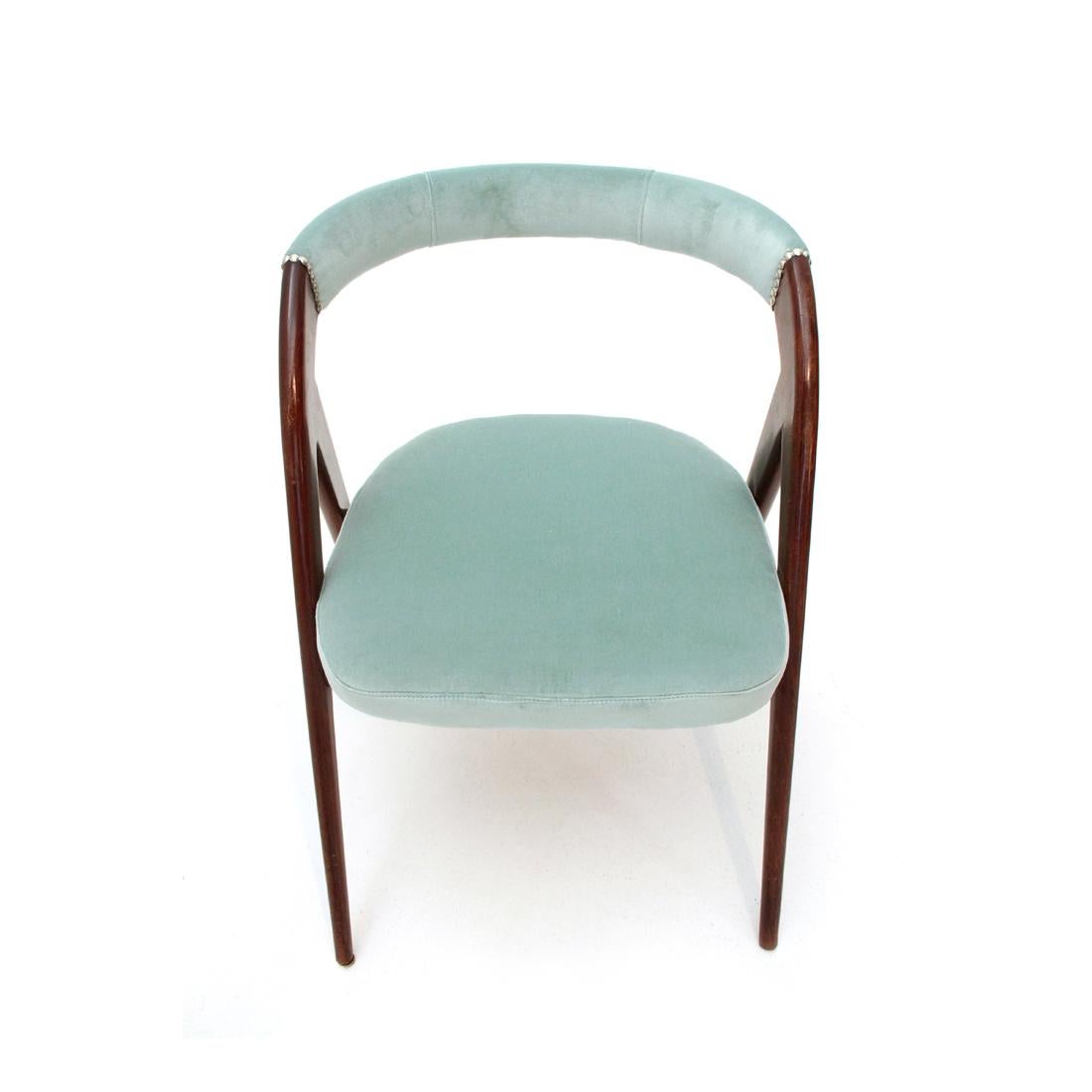Italian Midcentury Azure Velvet Chair, 1950s, Set of 2 3