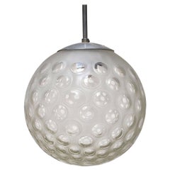 Retro Italian Midcentury Ball Chandelier in Worked Glass