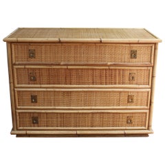 Italian Midcentury Bamboo and Wicker Credenza from Dal Vera 'circa 1960s'