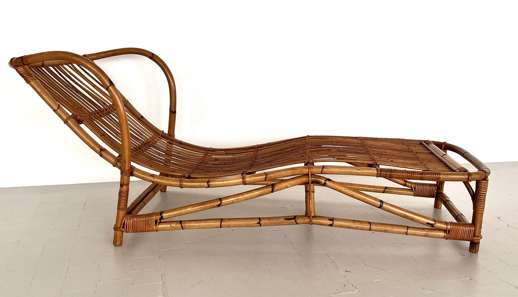 Italian Midcentury Organic Bamboo Daybed or Sunbed For Sale 5