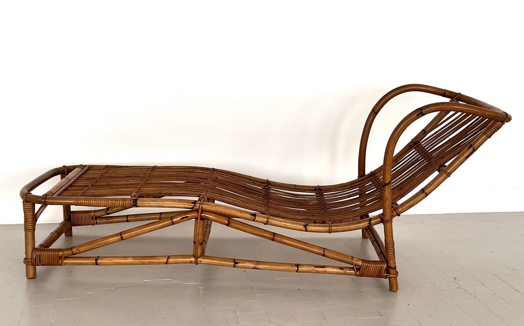 Italian Midcentury Organic Bamboo Daybed or Sunbed In Good Condition For Sale In Morazzone, Varese