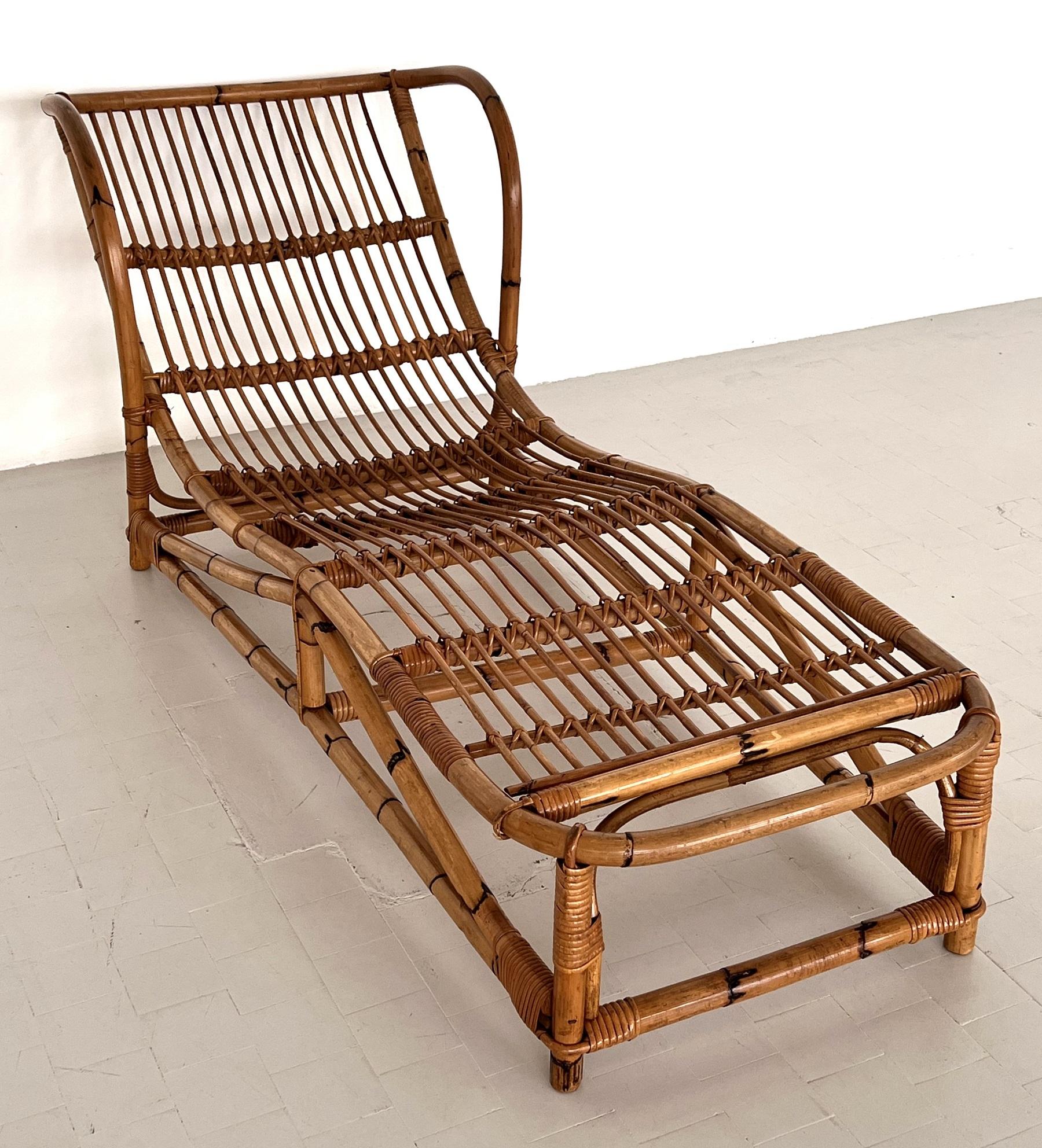 Italian Midcentury Organic Bamboo Daybed or Sunbed For Sale 4
