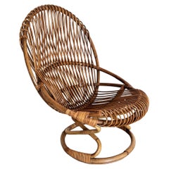 Giovanni Travasa for Bonacina Rattan Lounge Chair, 1950s