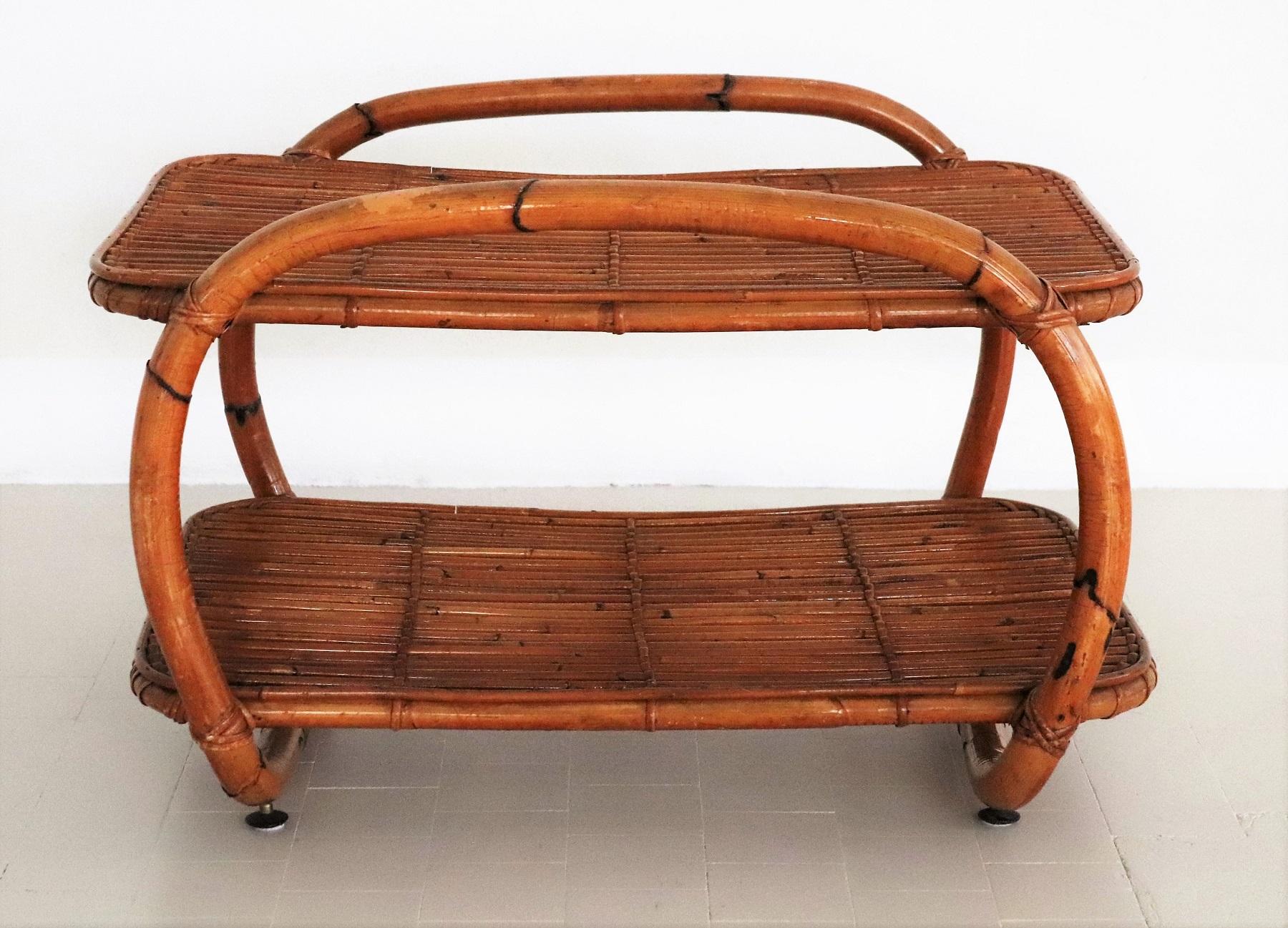Mid-Century Modern Italian Midcentury Bamboo Shelf in Organic Style, 1970s For Sale