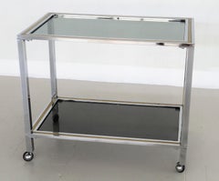 Italian Midcentury Bar Cart or Trolley in Brass and Chrome, 1970s