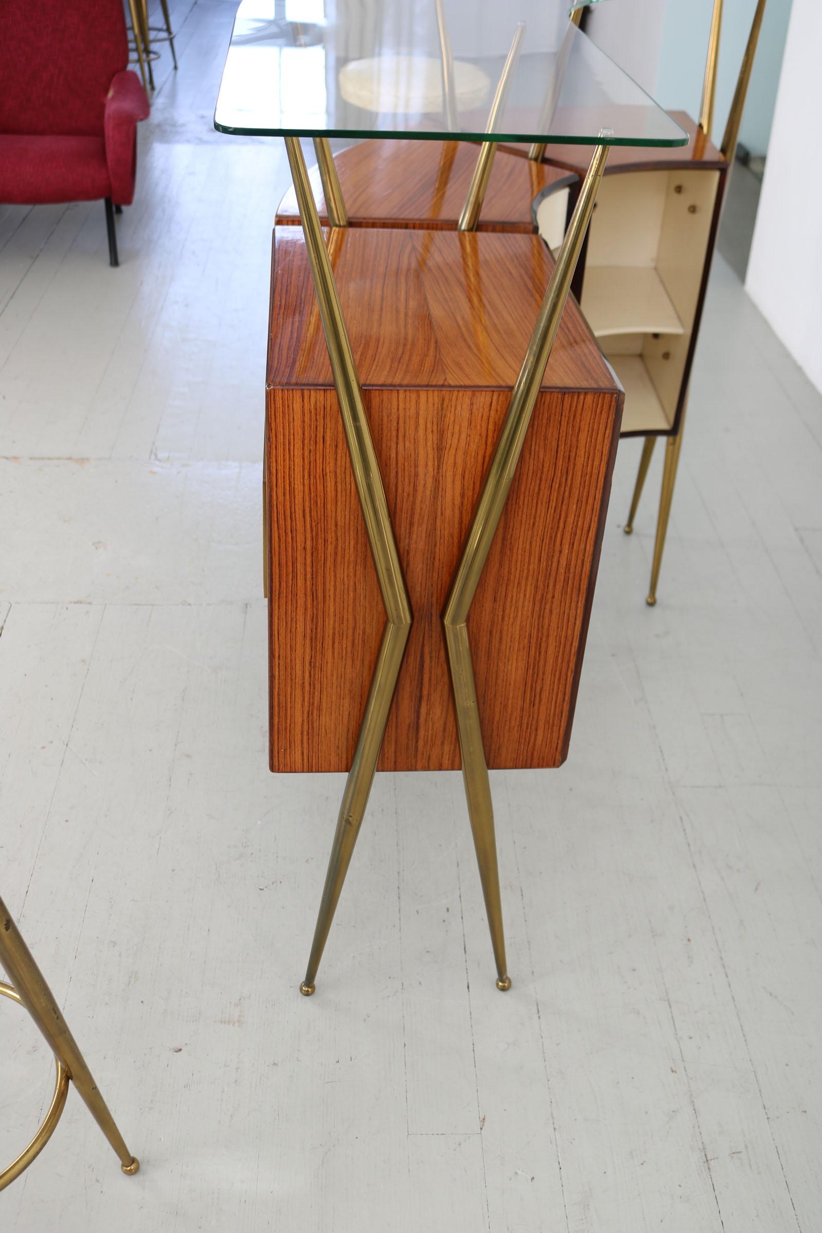Italian Midcentury Bar with Bar Cabinet and Barstools For Sale 7