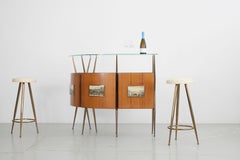 Italian Midcentury Bar with Bar Cabinet and Barstools