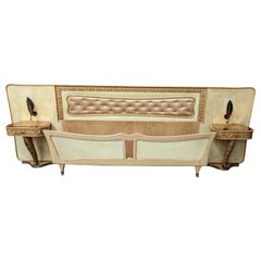 Italian Midcentury Bed with Night Stands in Parchment by Pierluigi Colli, 1950s