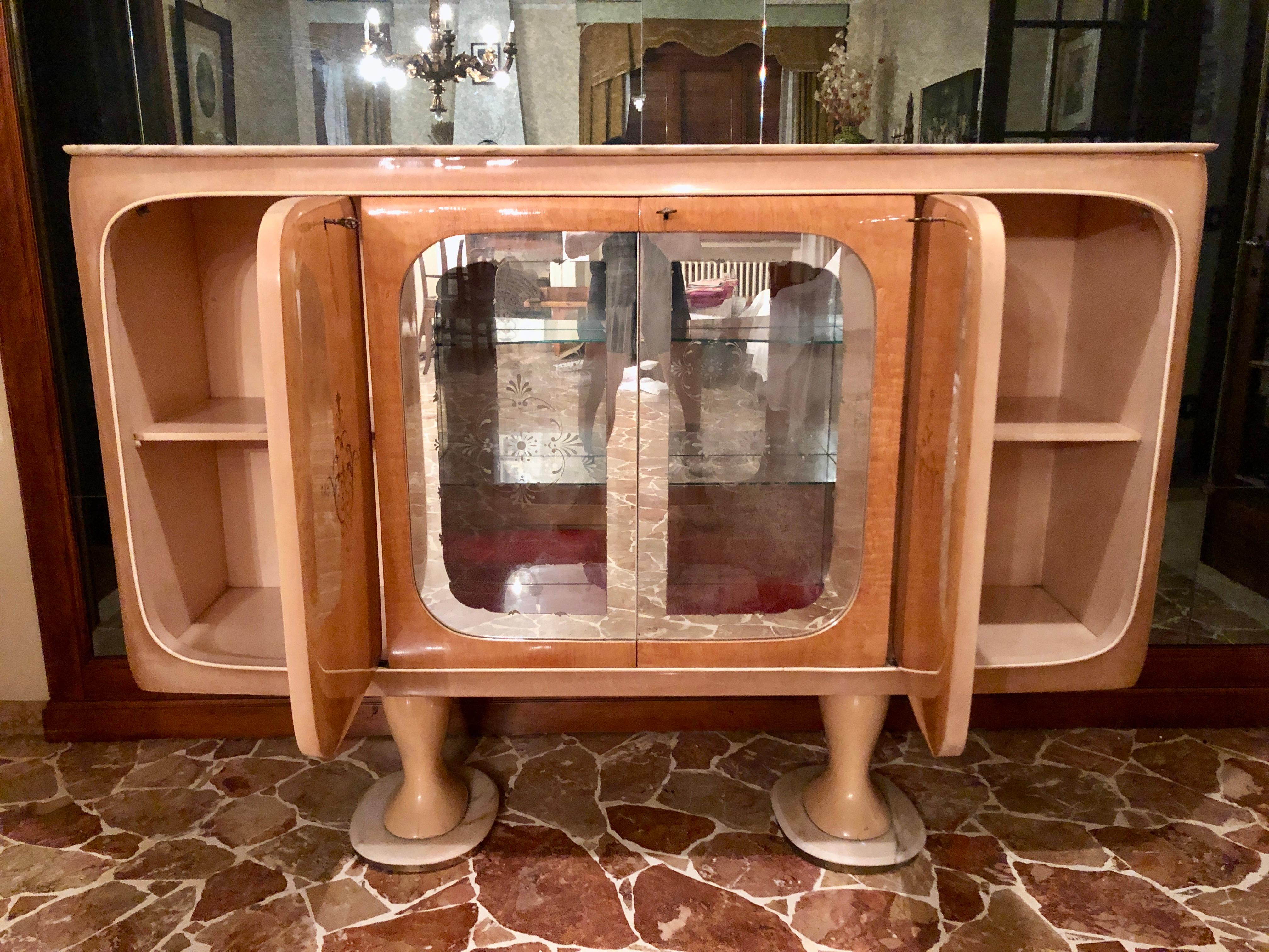 Italian Midcentury Birch Sideboard Cabinet Bar by Marelli & Colico, 1950s 8