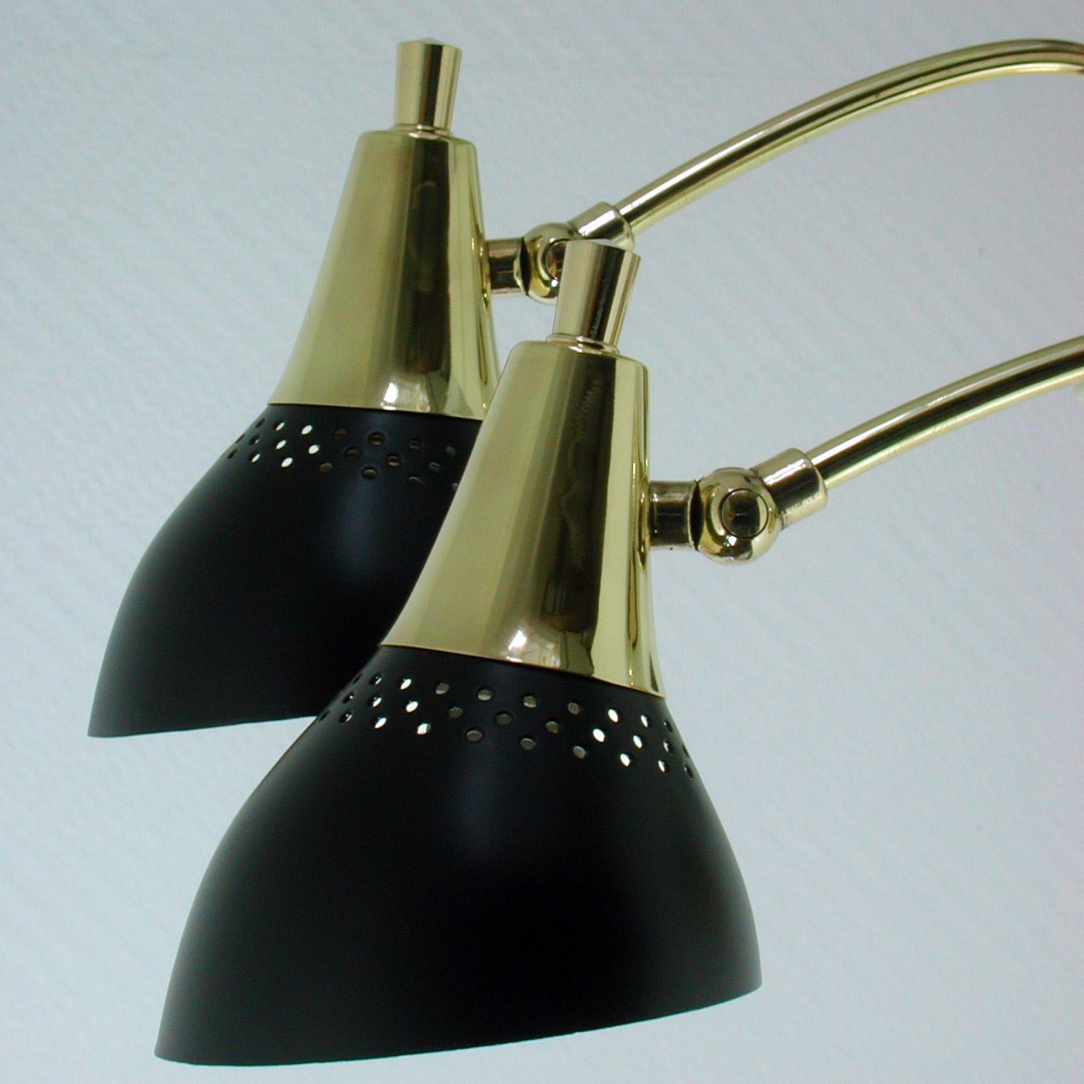 Italian Midcentury Black and Brass Sputnik Sconces Wall Lights, 1950s In Good Condition In NUEMBRECHT, NRW