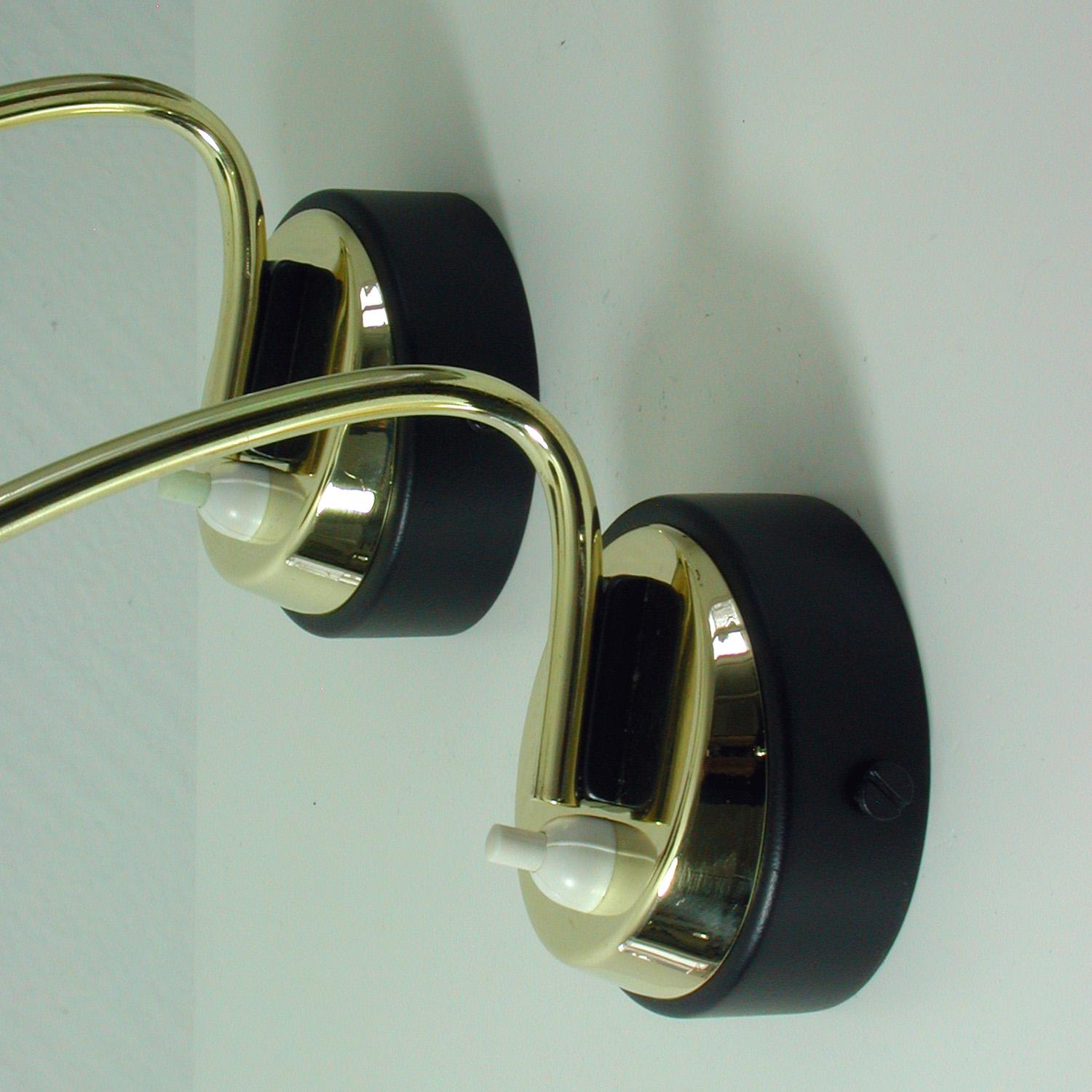 Mid-20th Century Italian Midcentury Black and Brass Sputnik Sconces Wall Lights, 1950s