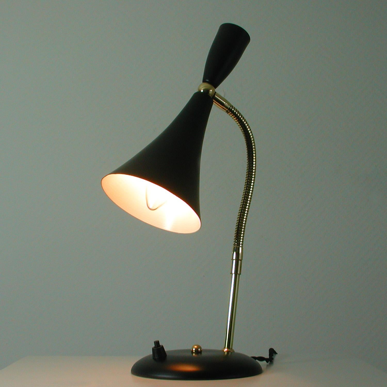 Italian Midcentury Black and Brass Sputnik Table Lamp, 1950s For Sale 5