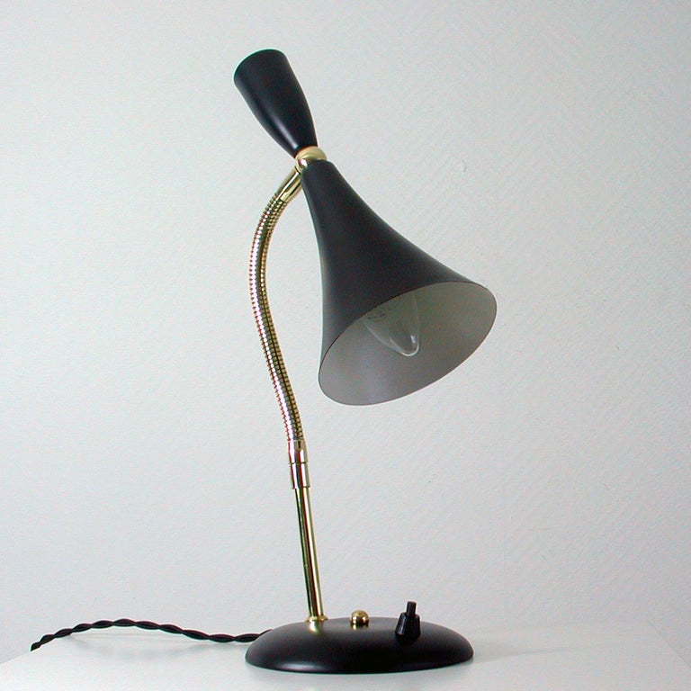 Mid-Century Modern Italian Midcentury Black and Brass Sputnik Table Lamp, 1950s For Sale