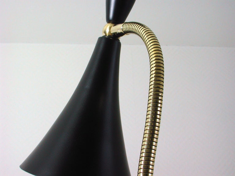 Italian Midcentury Black and Brass Sputnik Table Lamp, 1950s For Sale 3