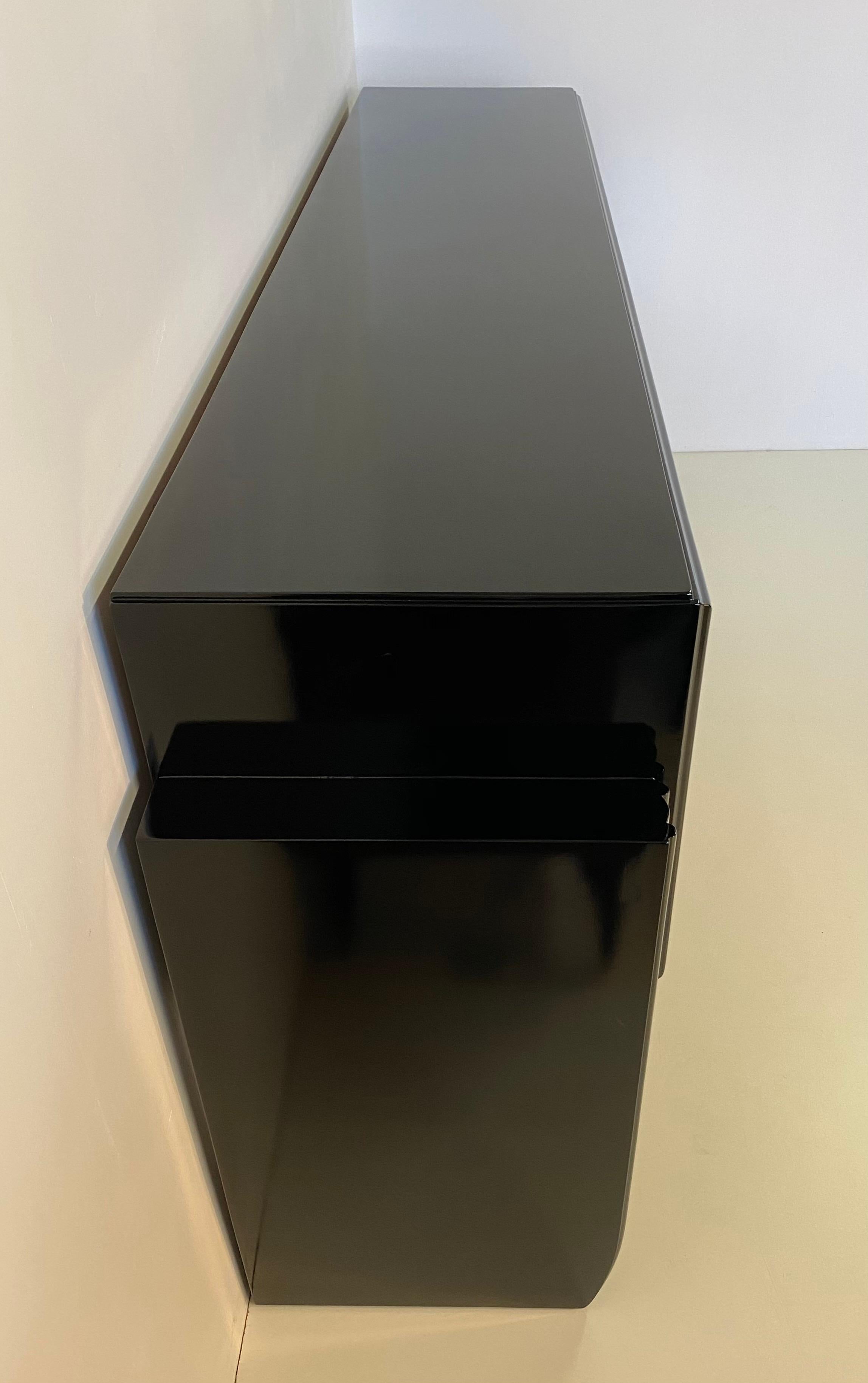 black and silver sideboard