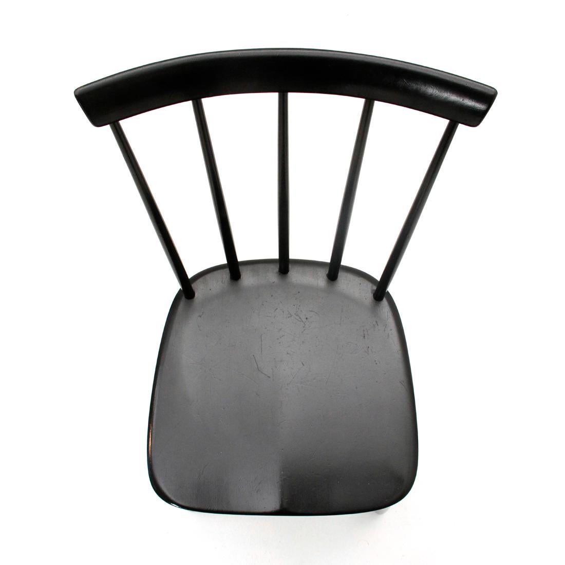 Italian Midcentury Black Dining Chair by Casa Arredo, 1960s, Set of 6 4