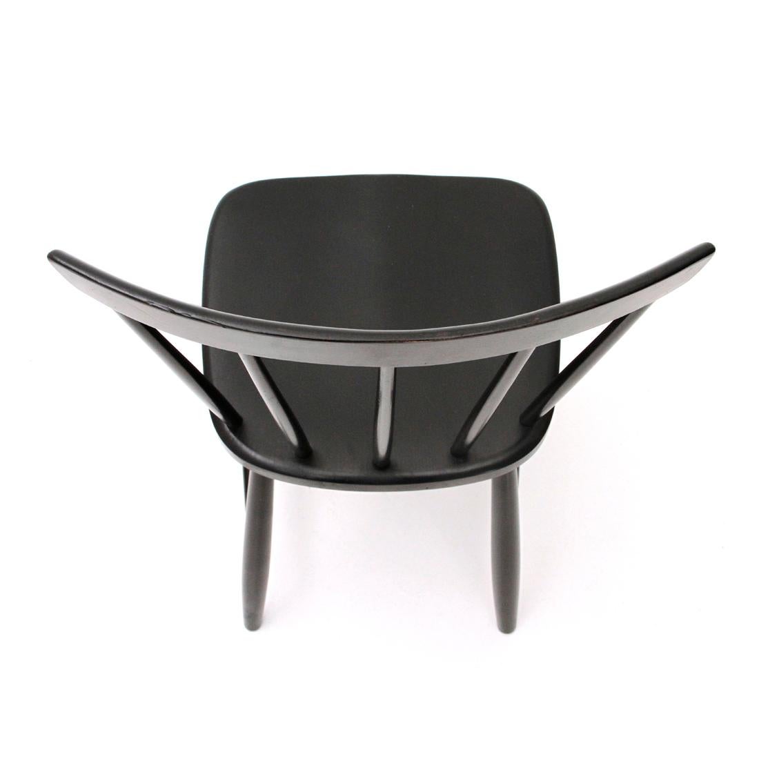 Italian Midcentury Black Dining Chair by Casa Arredo, 1960s, Set of 6 1