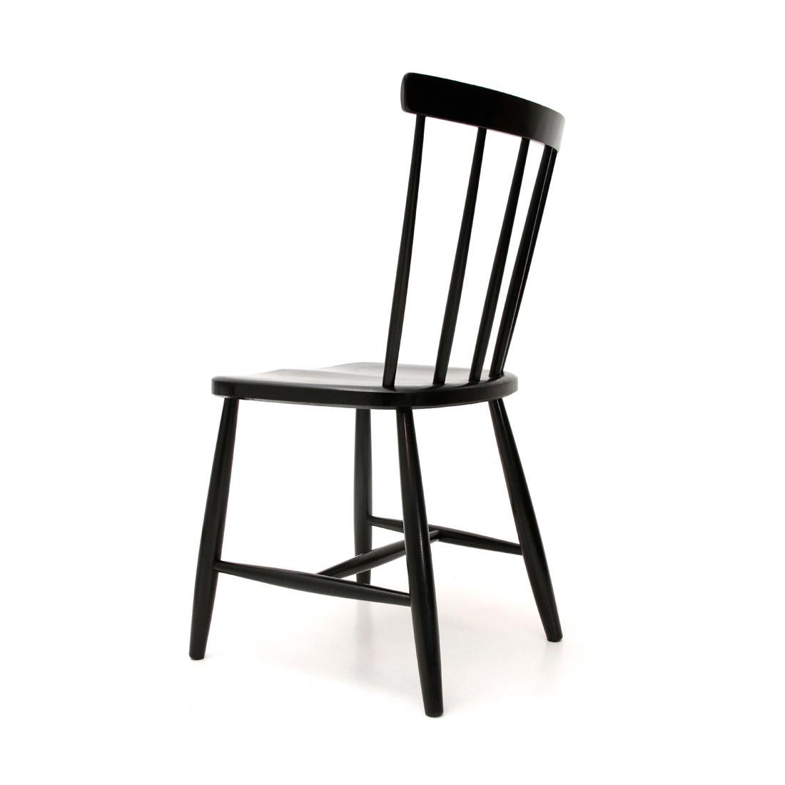 Italian Midcentury Black Dining Chair by Casa Arredo, 1960s, Set of 6 2