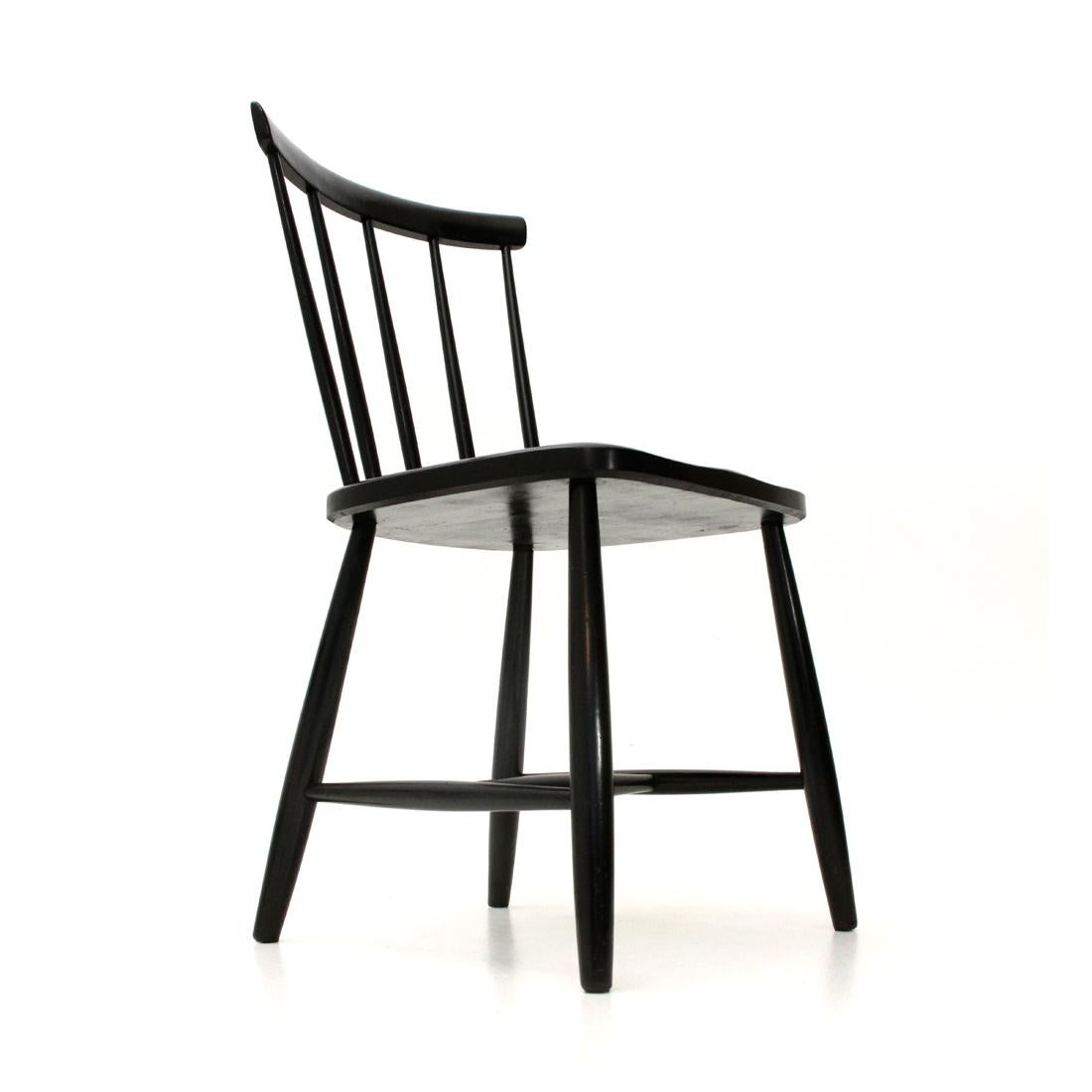 Italian Midcentury Black Dining Chair by Casa Arredo, 1960s, Set of 6 3