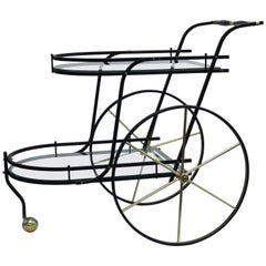 black metal bar cart Italian Midcentury Black Metal Two-Tier Bar Cart