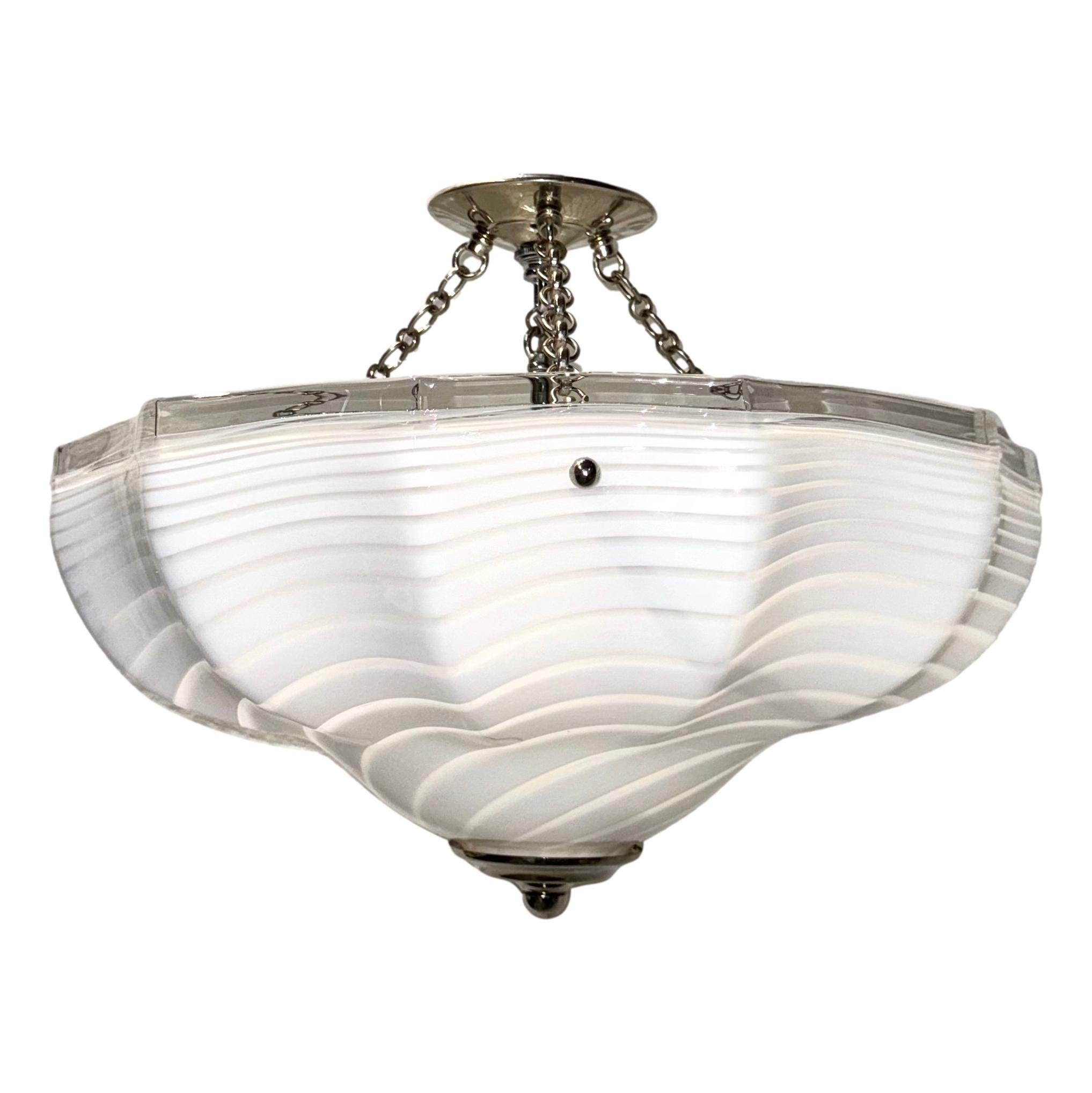 Italian Midcentury Blown Glass Light Fixture In Good Condition For Sale In New York, NY