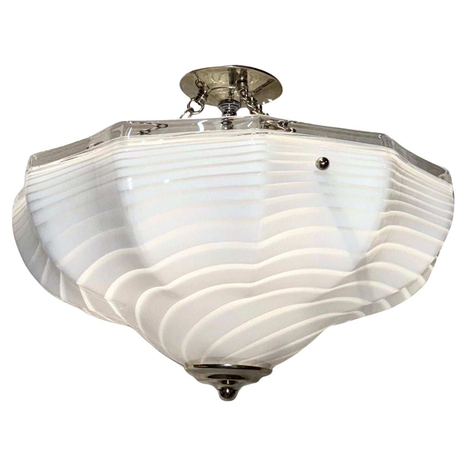 Italian Midcentury Blown Glass Light Fixture For Sale