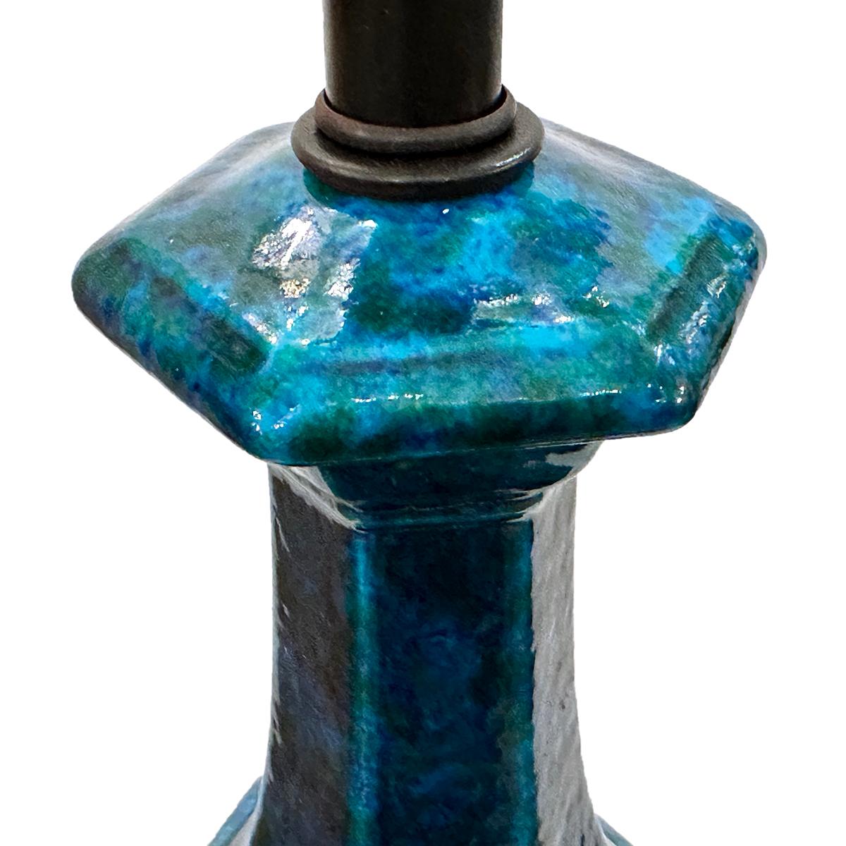 Mid-20th Century Italian Midcentury Blue Lamp For Sale