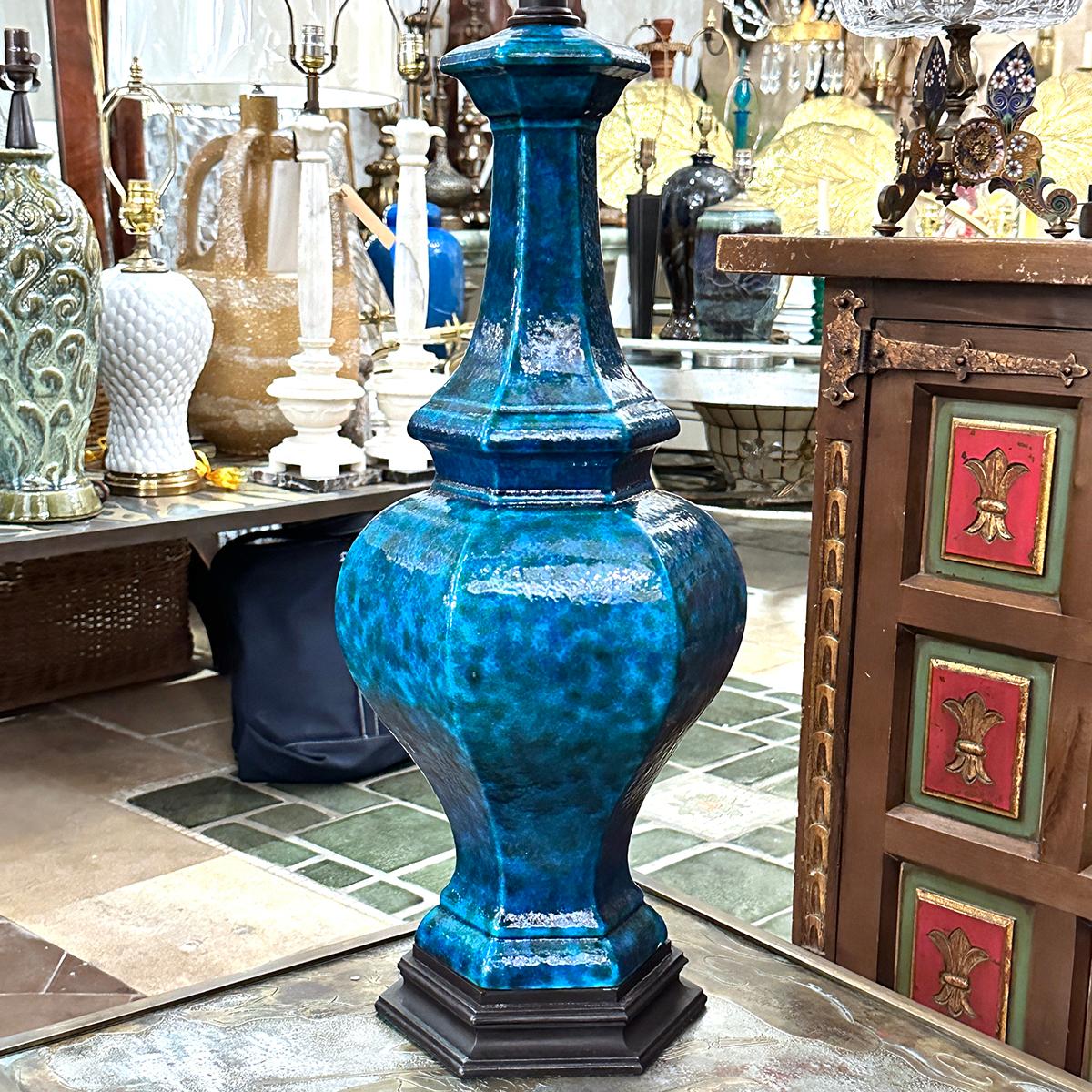 Italian Midcentury Blue Lamp For Sale 2