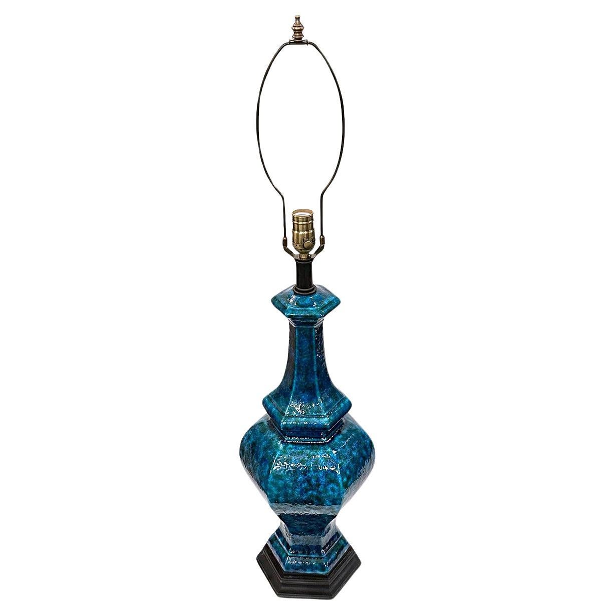 Italian Midcentury Blue Lamp For Sale