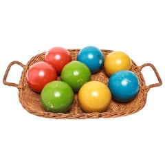 Italian Midcentury Bocce Balls with Basket