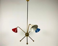Italian Midcentury Brass 3-Arm Chandelier Attr. to Arredoluce, Italy, 1950s